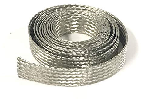 AC/DC Wire and Supply Tinned Copper Flat Braid Ground Strap Grounding 1 Width (20 FT)