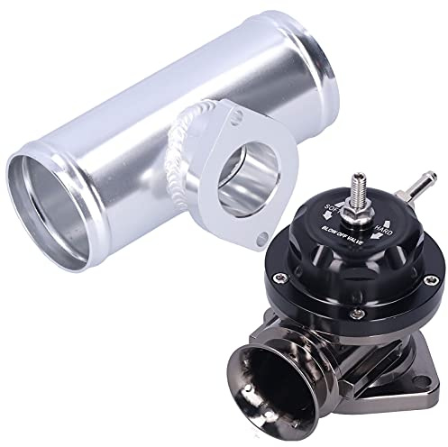 Soupape de soufflage, soupape de soufflage Turbo Universelle en billettes d'aluminium BOV, soupape de décharge Professionnelle BOV avec Tuyau à Bride de 2,5 Pouces et 8 Ports de décharge(Le Noir)