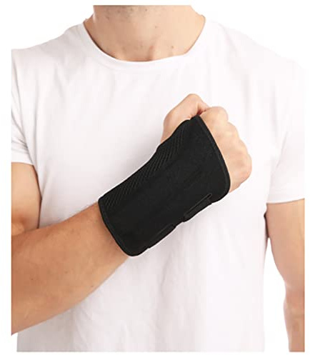 HMCEY Bandage Poignet avec Maintien, Support Poignet Réglable et Respirant, Stabilisation Confortable pour Sport, Travail et Usage Quotidien (Gauche,Noir,L)