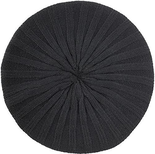 oonui Baskenmütze Damen Damen Baskenmütze Ballonmütze Einfarbig Slouchy Wintermützen Gestrickte Mütze Beanie Mützen Für Mädchen Dame Damen Herbst,Schwarz,Einheitsgröße