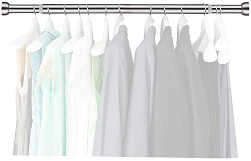 Harrms Wardrobe Rail, Extendable Clothes Rail Silver 35-60cm, Heavy Duty Wardrobe Pole and Fittings for hanging clothes, Stainless Steel Clothes Hanging Pole for Bedroom