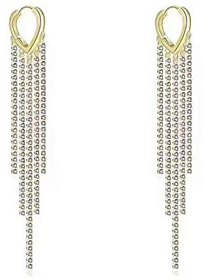 BiBeary Quasten Anhänger Ohrringe Damen Ohrhänger Ohrringe Hängend Tropfen Bohemien Fringe Chain Party Kristall 925 Sterling Silber Stecker