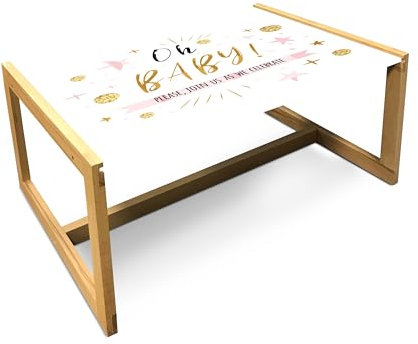 ABAKUHAUS Oh Baby Couchtisch, Kalligraphie Sterne Dots, Acrylglas-Mitteltisch mit Holzrahmen für Büros Wohnheime, Groß Größe, Pale Kaffee Schwarz