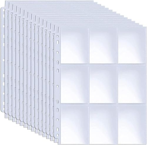 ASelected 1800 Pockets Sammelkarten Hüllen, 100 Doppelseitige Kartenhüllen Sammelkarten Folien für Pokemon Karten, 11 Löcher, Transparent Sammelkartenzubehör, 29 x 21 cm