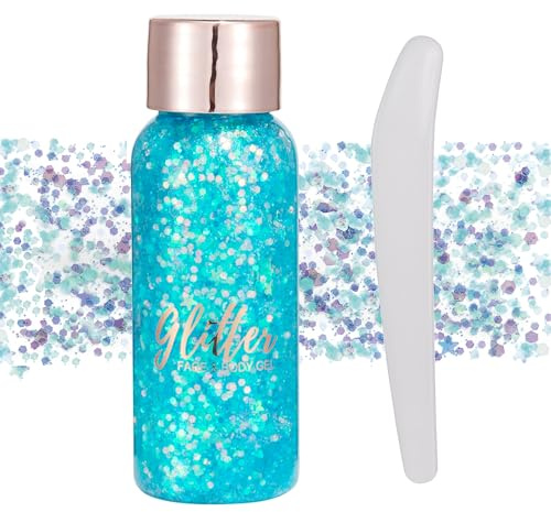 GL-Turelifes Mermaid Pailletten Chunky Glitter Liquid Lidschatten - Long Lasting Sparkling Festival Glitter Kosmetik für Gesicht, Haar & Nägel - 30 g (#106 Hellblau)