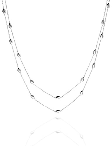 QUADRI - Mehrreihige Damenkette aus 925er Silber - Länge 51 cm mit 5 cm Verlängerung - Made in Italy-Zertifikat