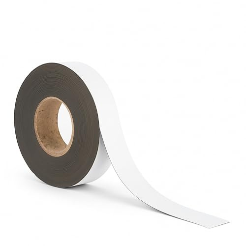 Inwell Magnetband Weiß 40mm x 10m - Nicht Selbstklebend | Beschreibbare Vinyloberfläche, Starke Magnetkraft, Magnetstreifen für Regalkennzeichnung, Whiteboard, Logistik & Schule
