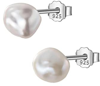 Auténtica Plata De Ley 925, Pendientes De Tuerca De Perlas Barrocas Irregulares Dulces para Mujer, Joyería Fina para Fiesta De Boda