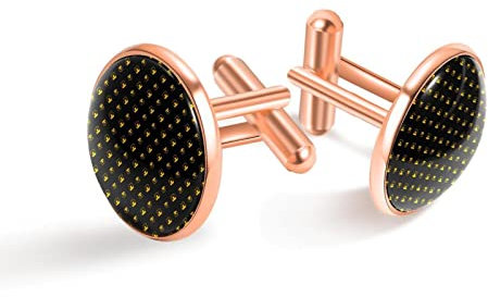 Boutons de manchette personnalisés pour mariage - Motif pot de miel sur fond noir - 01 smoking, 20mm*20mm, Acier inoxydable, Quartz synthétique