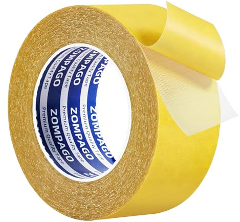 ZOMPAGO 20m Doppelseitiges Klebeband, strapazierfähig, 3cm Breite, Extra Starke Transparentes Netz-Teppichklebeband, Wasserdicht, Abnehmbares, Super Strong montageband, Innen- & Außenbereich.