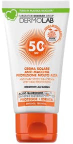 Dermolab - Crema Solare Viso Antimacchie SPF 50+ con Acido Ialuronico e DL Anti Spot Complex, Alta Protezione per Viso e Collo con Texture Confortevole, Resistente all'Acqua, Protegge e Idrata, 50ml