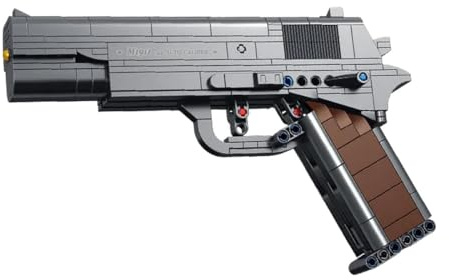 Tirff Technik Gewehr Bausteine Bausatz, 333 Teile M1911 Automatic Pistole Modell mit Schussfunktion, MOC Klemmbausteine Militärische Waffen Bauset Modell Kompatibel mit L*go