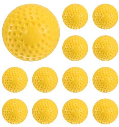 PATIKIL 12 Palline softball macchine lancio 12 pollici 12pz palline softball gialle rilievo palline allenamento in PU giochi sportivi battuta e presa migliorare coordinazione occhio-mano.