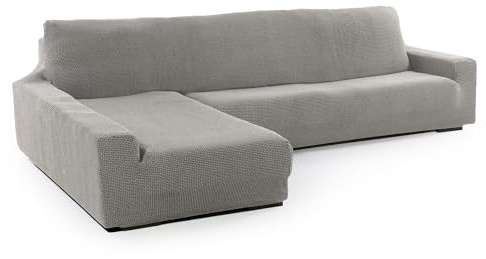 SOFASKINS® super elastischer Chaise Longue überzug, Sofabezug Linke Lange Armlehne, Sofa überzug atmungsaktiv, bequem und langlebig, Kompatible Abmessungen des Sofas (210-340 cm), Farbe hellgrau