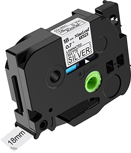 NineLeaf 1 Packung Ersatz für Brother P-Touch TZe-M941 TZ-M941 TZeM941 TZM941 AZe 18mm 0.7'' Bänder Laminiert Schwarz auf mattem Silber Schriftband für Ptouch PT-1880W 18R 18RKT Beschriftungsgerät