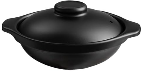 Casserole en Céramique Noire 1, 3 L pour Cuisson Lente et Ragoût | Résiste aux Fortes Températures, Transfère Bien la Chaleur, Format Compact Cuisine Domestique