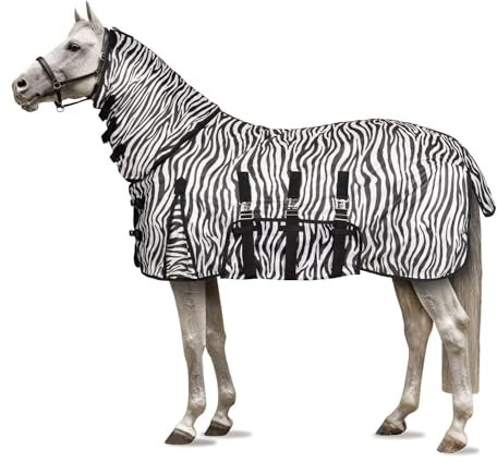 netproshop Pony Fliegendecke mit Halsteil Bauchlatz u Schweiflatz Zebra Print Gr. 75-125, Groesse:95, Farbe:Zebra