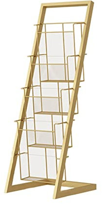 asdchZen Zeitschriftenständer Aus Metall, Organizer Für Broschüren, Zeitschriftenhalter, Zeitschriftenliteraturständer Für Heimdekoration, Zeitungsständer (Gold)