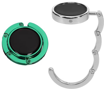 kwmobile Handväskshängare för bord (set med 2) – handväskekrok för bord – vikbar handväskhängare – bärbar bordsväskhållare, Silver/bensin