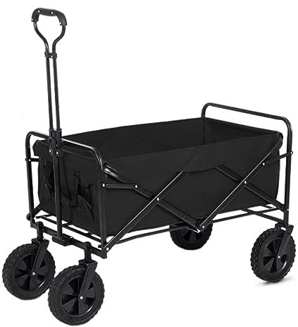 CCYENG Trolley-Wagen, zusammenklappbarer Mehrzweckwagen, Outdoor-Wagen mit Rädern, Verstellbarer Push-Pull-Griff für Camping, Lebensmittel, Sport, Einkaufen, Campingw