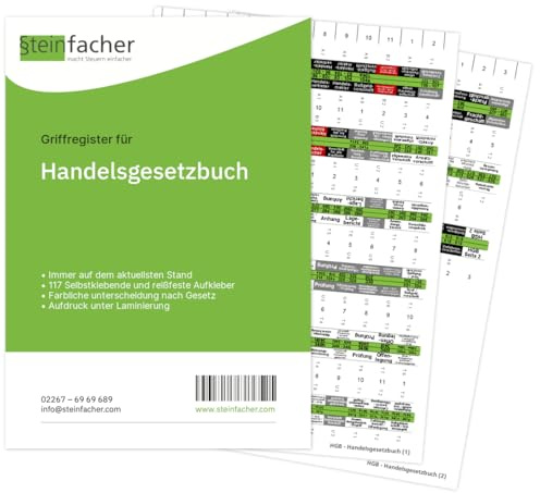 Steinfacher Griffregister für Handelsgesetzbuch (HGB) (ohne Folien)