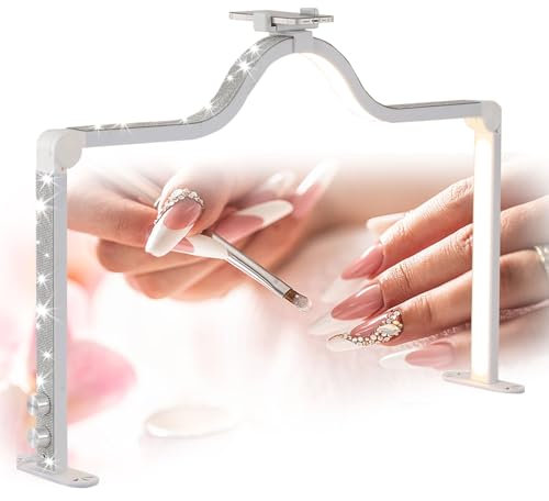 cendbirut Halbmondlicht für Nageltisch Halbmond-Nagellampe Nageltischlampe Halblicht Nail Tech Licht für Nail Tech Mondlampe mit Telefonhalter Nail Tech,Weiß