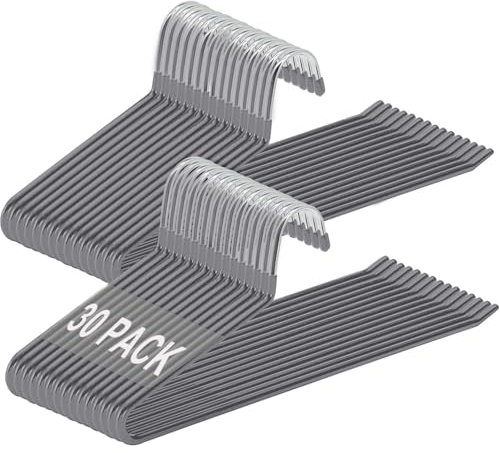 devesanter Hosenbügel 30 Stück MetallKleiderbügel mit offenem Ende und Rutschfester Beschichtung, platzsparend,Multifunktional Kleiderbügel für Hosen für Hosen,Jeans, Handtücher，Schals（grau）