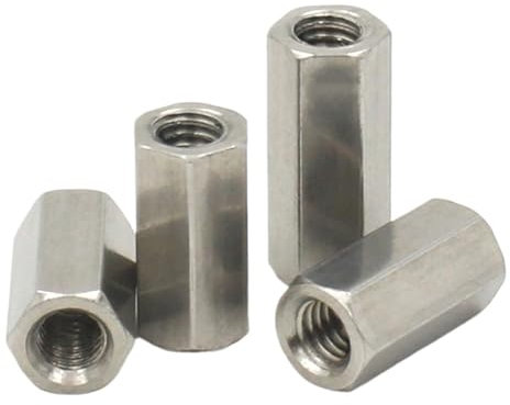 5 Stück Lange Stangenkupplung Sechskantmutter M2 M2.5 M3 M4 M5 M6 M8 M10 M12, 304 Edelstahl Sechskant Abstandshalter(4MM*M3)