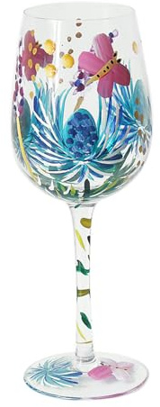Lesser & Pavey Thistles & Butterflies Wine Glass for Home, Kitchen & Restaurant | Lovely Wine Glassware for Drinks & Parties | Lovely Gift for Women & Men