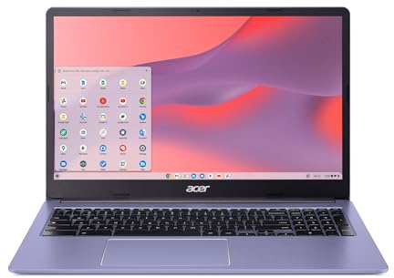 acer Chromebook 315 15.6 FHD Laptop | Intel Celeron N4500 | Gráficos Intel UHD | Cámara web integrada | Lector de tarjetas microSD | Púrpura | 4 GB de RAM | SSD de 64 GB | Chrome OS | Paquete con