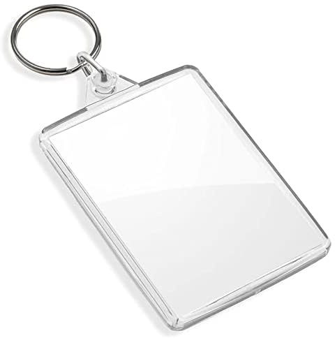 DSL - Portachiavi con inserto per foto, 50 x 35 mm, in acrilico trasparente traslucido, per foto su entrambi i lati, piccole cornici per famiglia, amici, regali e artigianato, cristallo, 50x30mm