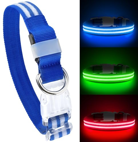 Feycig Leuchthalsband Hund USB Aufladbar - LED Hundehalsband Leuchtend Wasserdicht Leuchtendes Hunde Halsband Einstellbare für Kleine Mittlere Große Hunde, 3 Modi