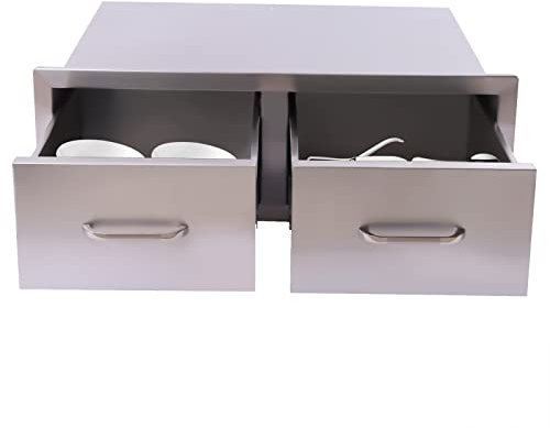 Tiroirs d'accès de cuisine d'extérieur en acier inoxydable avec porte-serviettes en papier de 76,2 cm Combo pour îlot de barbecue, construction durable, rangement pratique, idéal pour station de gril,