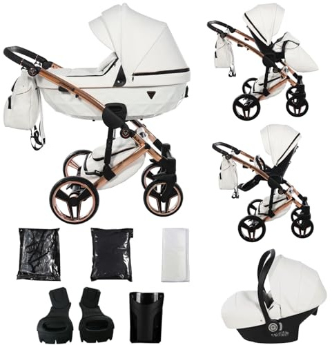 Junama Kinderwagen Diamond S Class 2in1 3in1 4in1 (01 - Weiß, 3in1 mit Autositz)