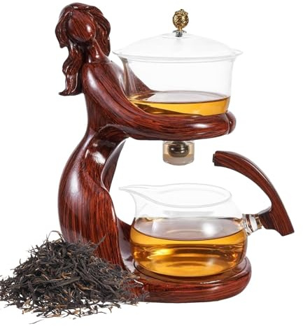 Kit de théière en verre, théière semi-automatique avec infuseur, ensemble de théière à thé facile à drainer, théière en verre pour personne paresseuse pour une pratique, service à thé
