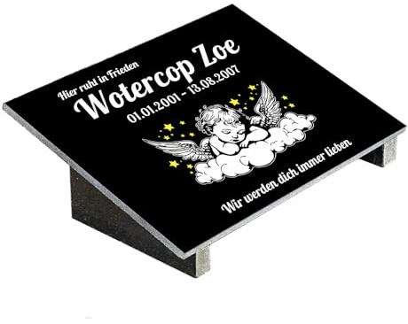 Grabplatte mit Inschrift aus Granit, personalisierbar Gedenktafel für Urnengrab, Grabstein für 1-2 Pers., Urnengrabstein N21 (30x40cm mit Stützen)
