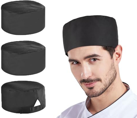 Nanxson 3 Pezzi Cappelli da Chef con Calotta a Rete Traspirante | Berretto da Cucina per Uomo e Donna, Adatto a Pizzerie, Panetterie, Mense e Industrie Alimentari
