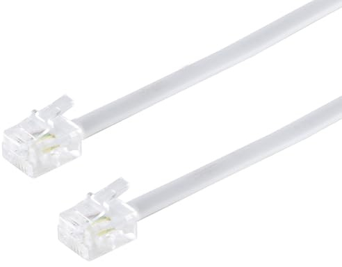 1aTTack.de 1x 20m - Cavo telefonico RJ11 6/4 spina a RJ11 6/4 cavo piatto spina Western a 4 fili bianco