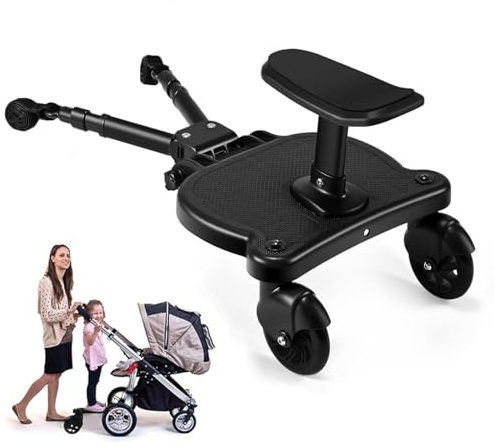 Universal Stroller Board with Detachable Seat,Stroller Board,Buggy Board Suitable for Most Brands of Strollers, Holds Children Up to 55lbs (Black)