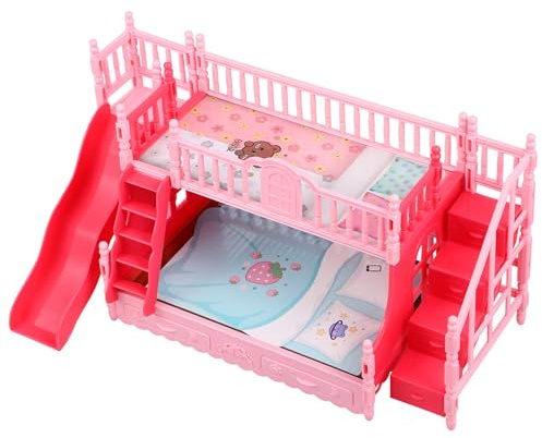 FUNNETOYU Miniatur Puppenhaus Doppelstockbett aus Schlafzimmermöbel Set für Puppenhaus für Kreatives und Ansprechende Raumgestaltung