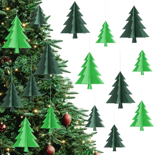 Kiiwah 24 Pezzi Ornamento 3D All'Albero di Natale, Decorazioni Natalizie Decorazioni Albero di Natale Addobbi Natalizi per Albero da Appendere al Soffitto, al Muro, Alla Porta, Agli Alberi