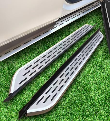 Estribos para LR Range Rover Sport 2013-2022 | 2 escalones laterales de aluminio con textura de goma antideslizante negra | Kit atornillable sin taladro | Accesorios de coche plateados (1 juego) (CKLY