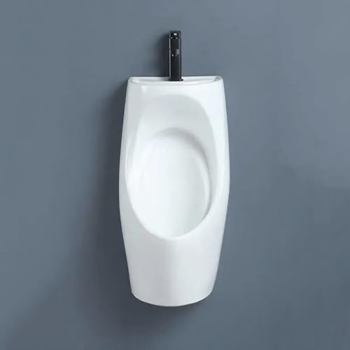 Orinatoi angolari per bagno maschile, orinatoio in ceramica sospeso a parete con lavabo e rubinetto, per uso commerciale e residenziale, per casa, hotel e ufficio(Black)