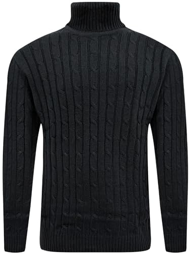 LAMANIERE Mens Turtle Neck Cable Knitted Jumper Roll Polo Funnel Neck Pullover Weaved Ribbed Sweater Top Warm M to 2XL
