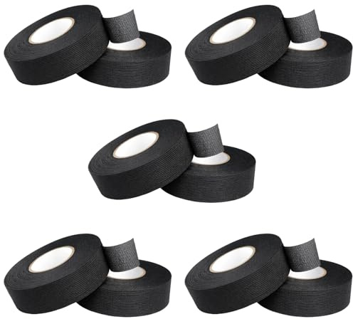 Ebksqs 10 PCS Flammhemmendes Isolierband Schwarz 19mm x 15m – Gewebeband, Selbstklebend für Kfz, Elektroinstallation, Kabelbaum & Haushalt