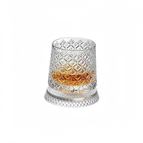 Bicchieri da whisky rotanti a 360°, con sottobicchieri luminosi a LED, bicchieri trasparenti rotanti da 270 ml, per scotch e bourbon, bicchieri da cocktail per feste a casa, regalo per gli amanti del