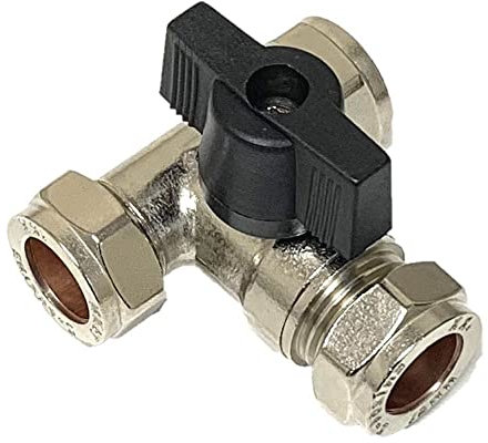 QQHL Lever 15mm Large Bore Tee Isolation Valve- Chrome Plated - Full Flow