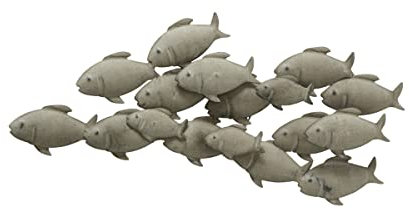 BOLTZE Wandobjekt Wandbild Wanddeko Fischschwarm grau Eisen LxTxH in cm: 62x5x28