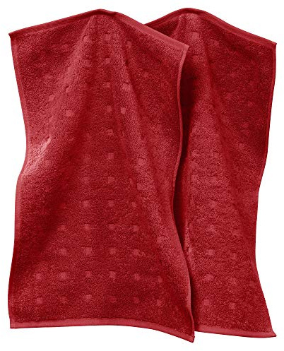 Möve Gästetuch Quadretti 2er-Pack Walk-Frottier rot Größe 30x50 cm
