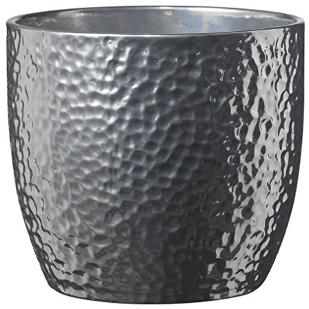 Soendgen Keramik Blumenübertopf, Boston Metallic, Silber, 21 x 21 x 20 cm, 0049/0021/1874